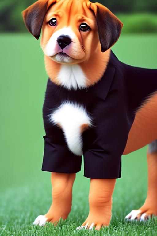 Puppy in uniform standing